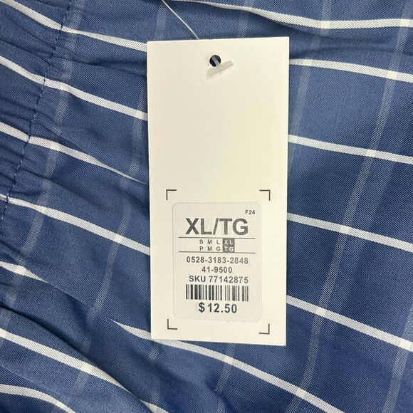 NWT Weekend Edition Blue Plaid Drawstring Lounge Pants Size M Straight Leg - Picture 6 of 10